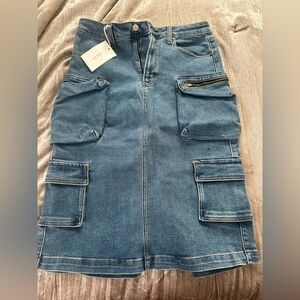 Blue Denim Cargo Skirt
